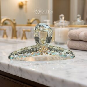 Kẹp càng cua trong suốt đính đá cầu vồng và ngọc trai MYRA