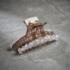 Kẹp tóc cao cấp đính hạt đá đa diện tím khói size 15cm MYRA