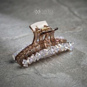 Kẹp tóc cao cấp đính hạt đá đa diện tím khói size 15cm MYRA